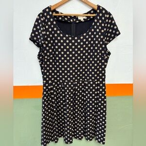Maison Jules Black and Tan Polka Dot Dress
